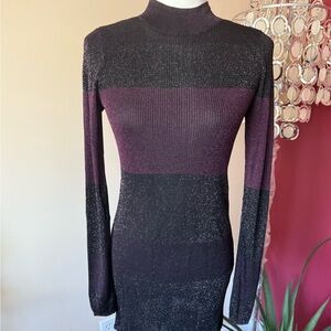 NWOT WHBM size small, glitter black and wine color tunic / mini dress.